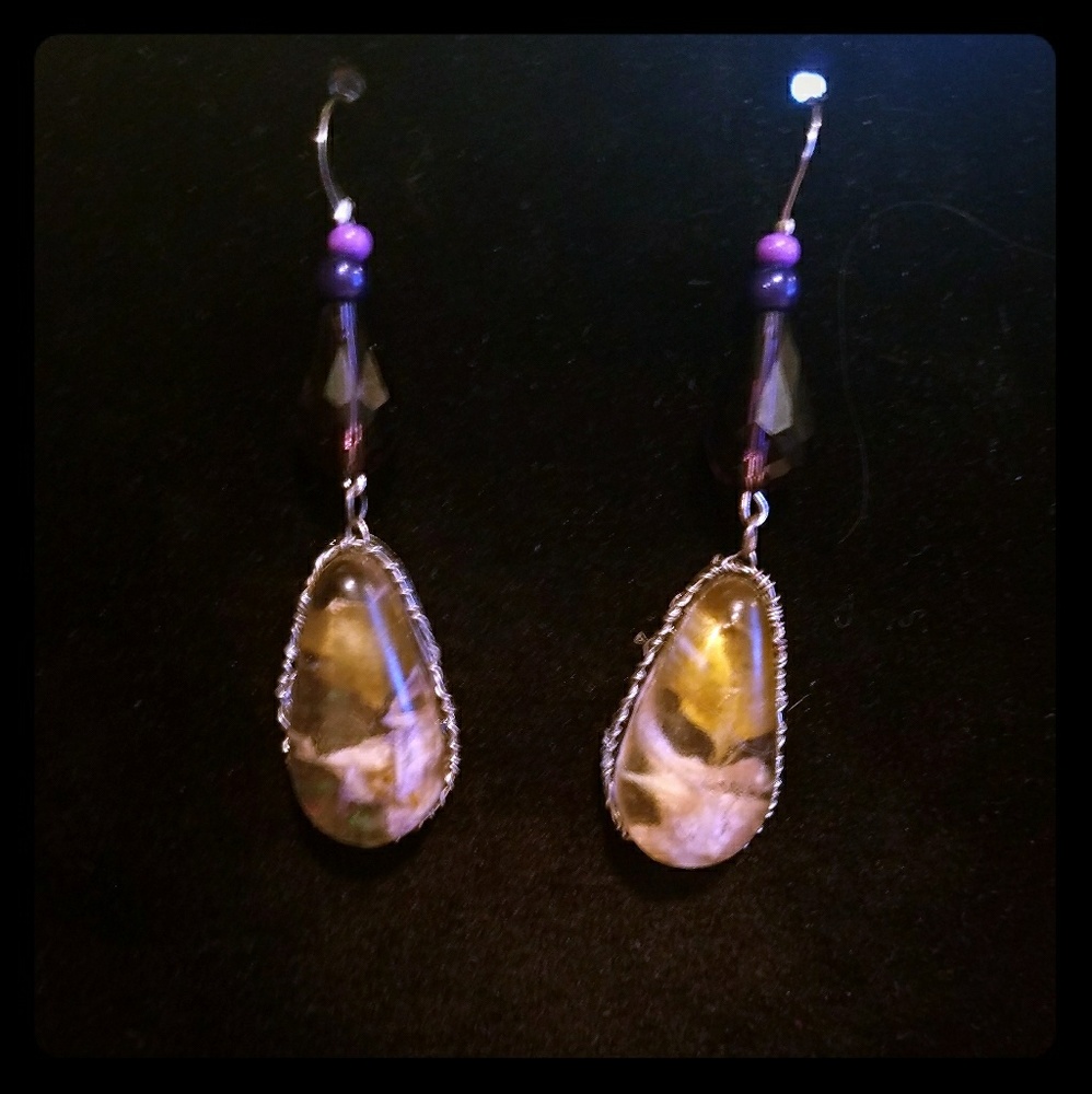 Larkspur flower dangle earrings